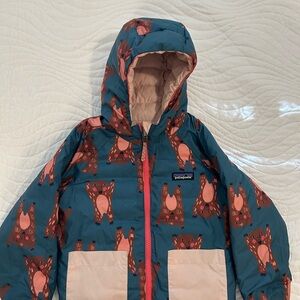 Patagonia Kids' Teal and Peach Bear Print Jacket